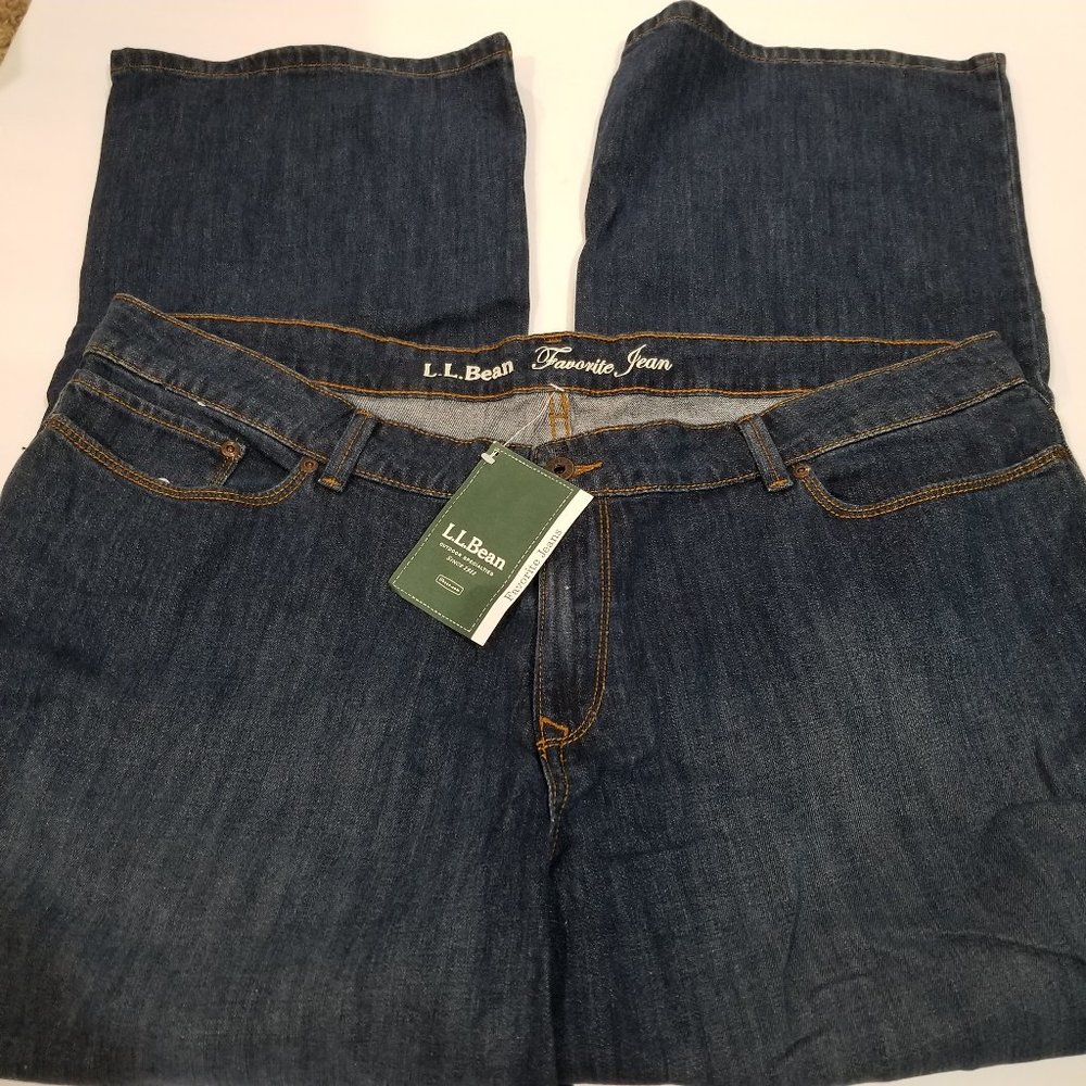 NWT L.L. Bean Straight Fit Dark Wash 18W